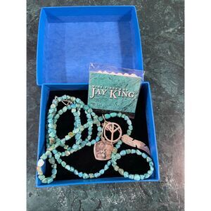 Jay King Turquoise Nugget Necklace with Sterling Silver Charms – Peace & Feather